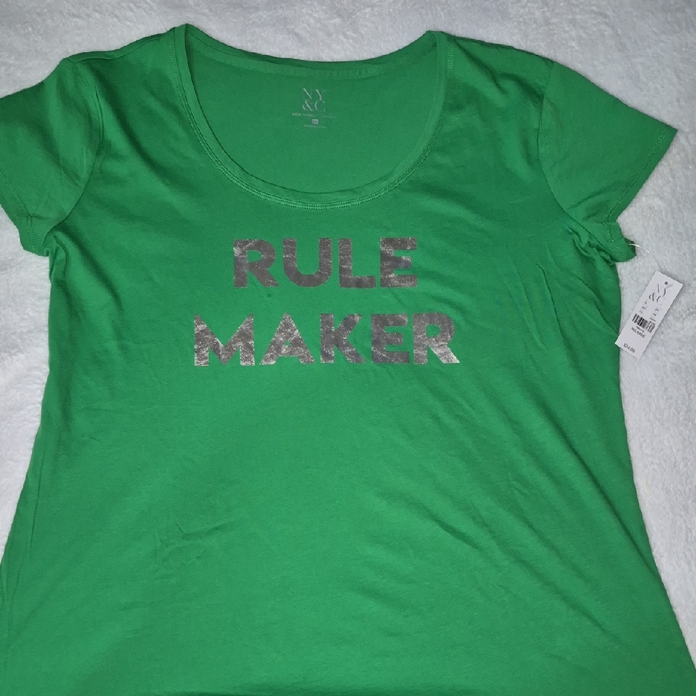 New York & Company Green 'Rule Maker' Tee